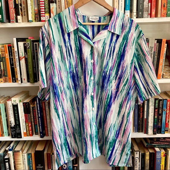 Vintage Tops - 3/$20 vintage 80s 90s abstract print collared short sleeve button down shirt